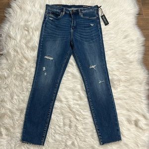 Blank NYC The Great Jones High Rise Skinny Distressed Raw Hemline Med Wash SZ 31